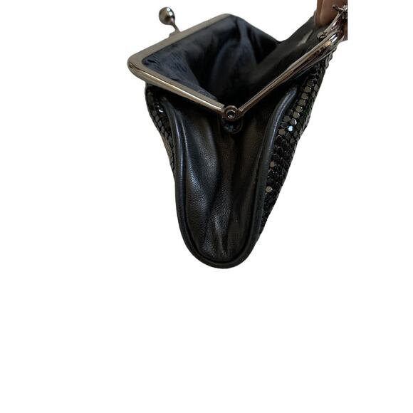 whiting & davis mesh leather bag black convertible purse chain strap clutch - Picture 8 of 11